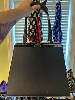 Fendi 3 Trois Jours Tote Black Leather Large VGUC